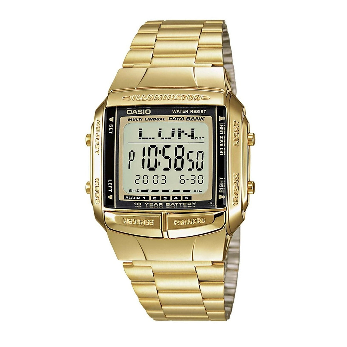 Casio Men&#39;s DB-360G-9A Digital Gold-Tone Stainless Steel Watch