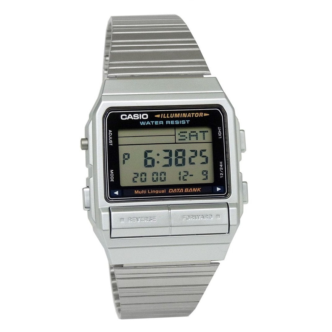 Casio Unisex DB380-1D DataBank Chronograph Stainless Steel Watch