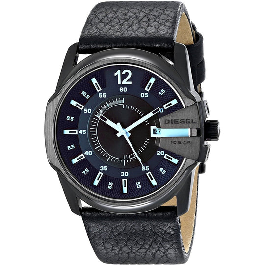 Diesel Men's DZ1657 Mega Chief Black Leather Watch