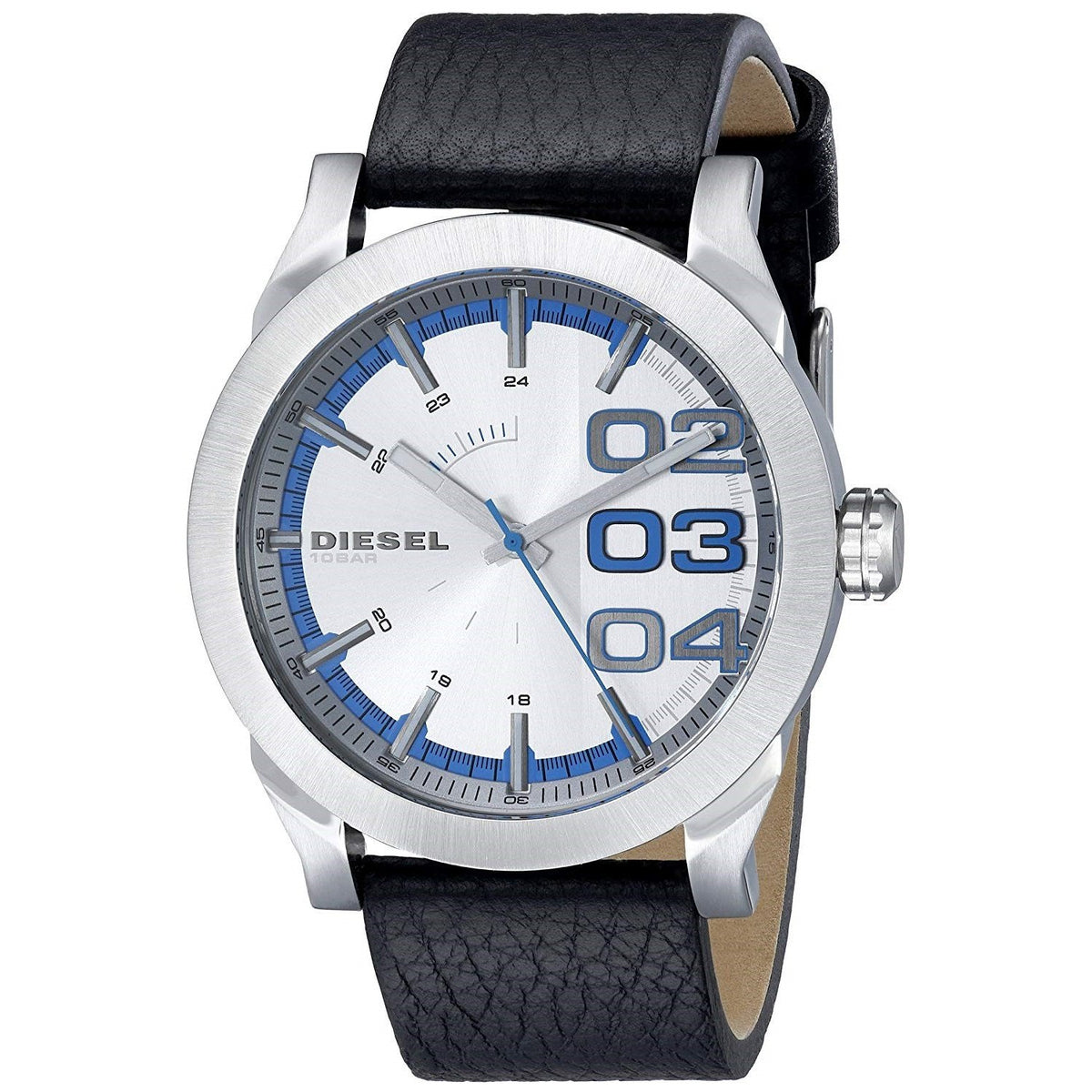 Diesel Men's DZ1676 Double Down 46 Black Leather Watch