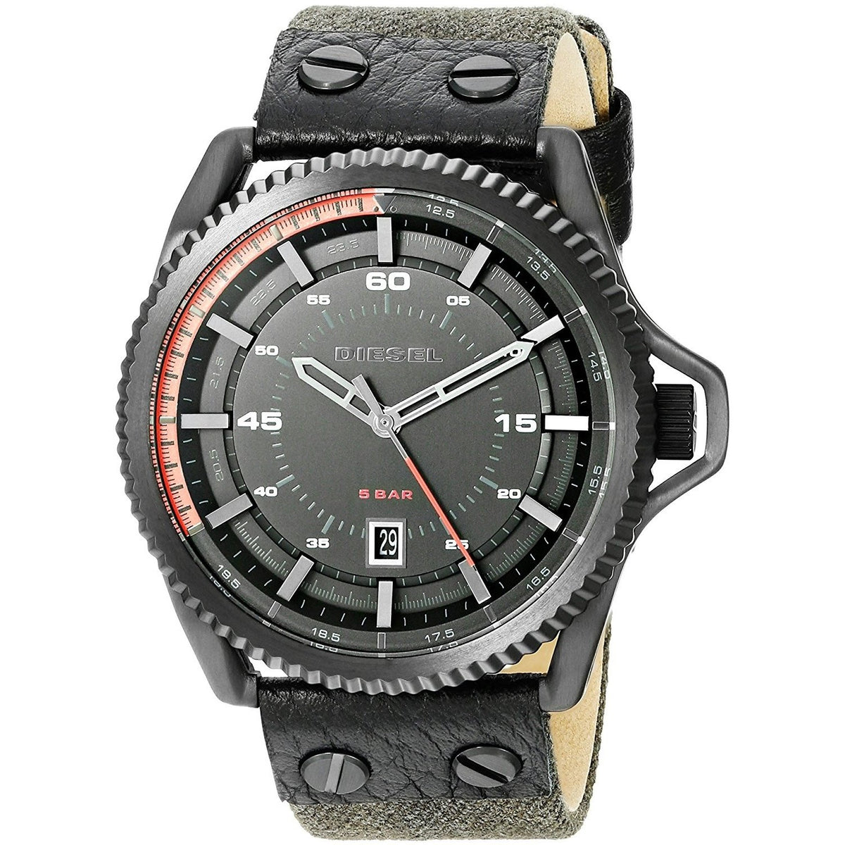 Diesel Men's DZ1728 Rollcage Black Leather Watch