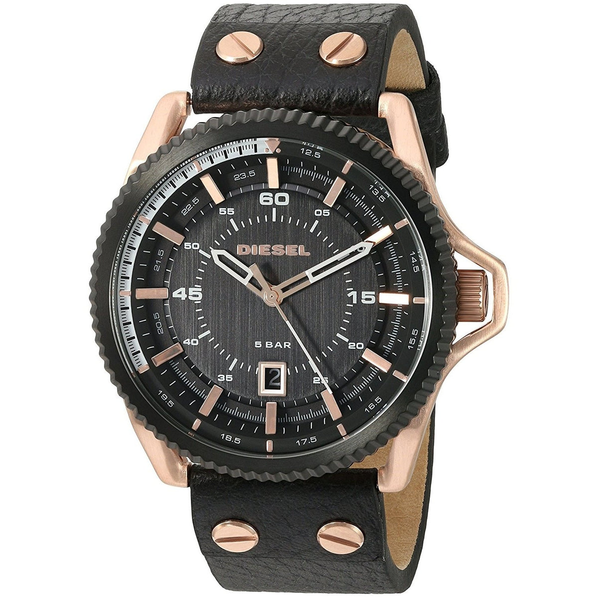 Diesel Men's DZ1754 Rollcage Black Leather Watch