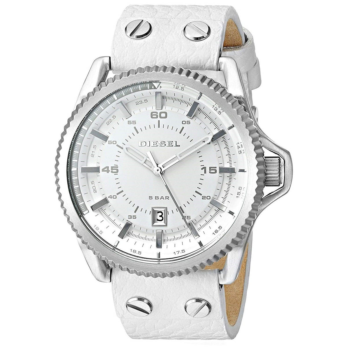 Diesel Men's DZ1755 Rollcage White Leather Watch
