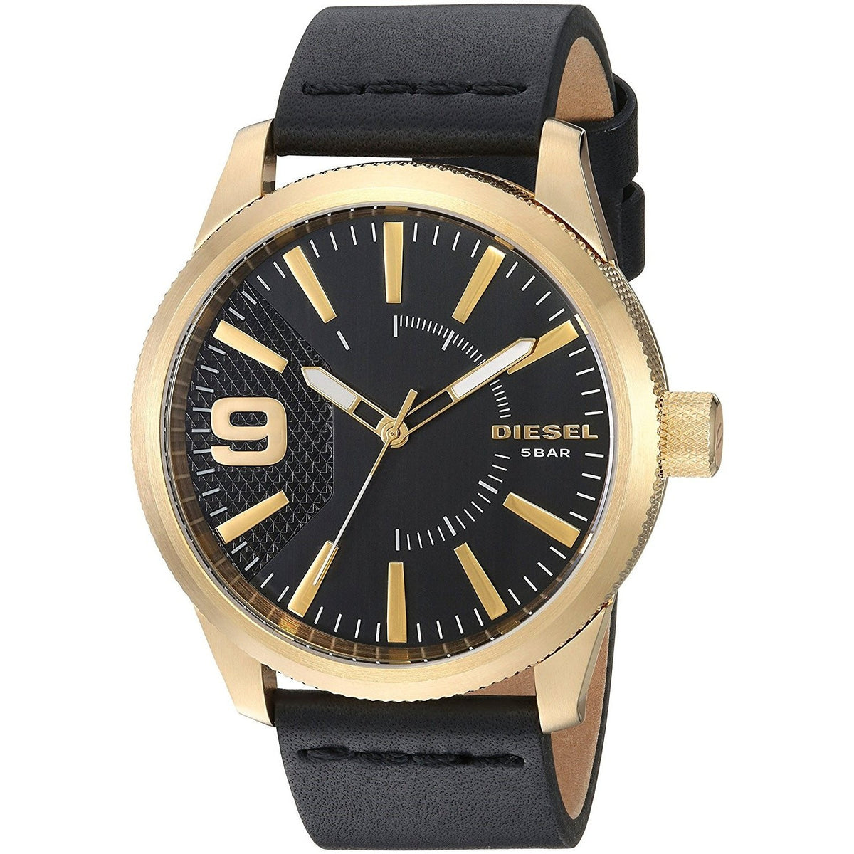Diesel Men's DZ1801 Rasp Black Leather Watch