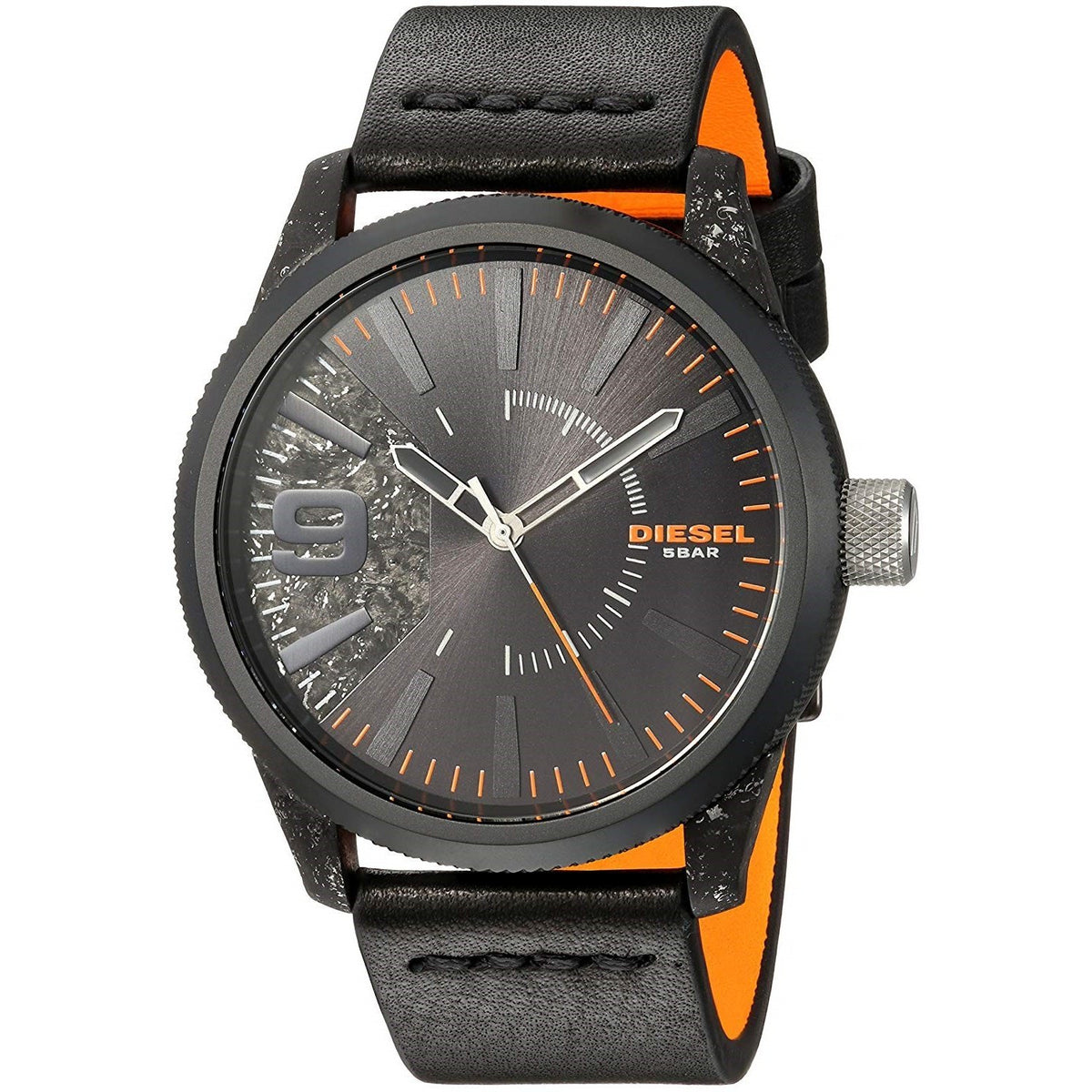 Diesel Men's DZ1845 Rasp Black Leather Watch