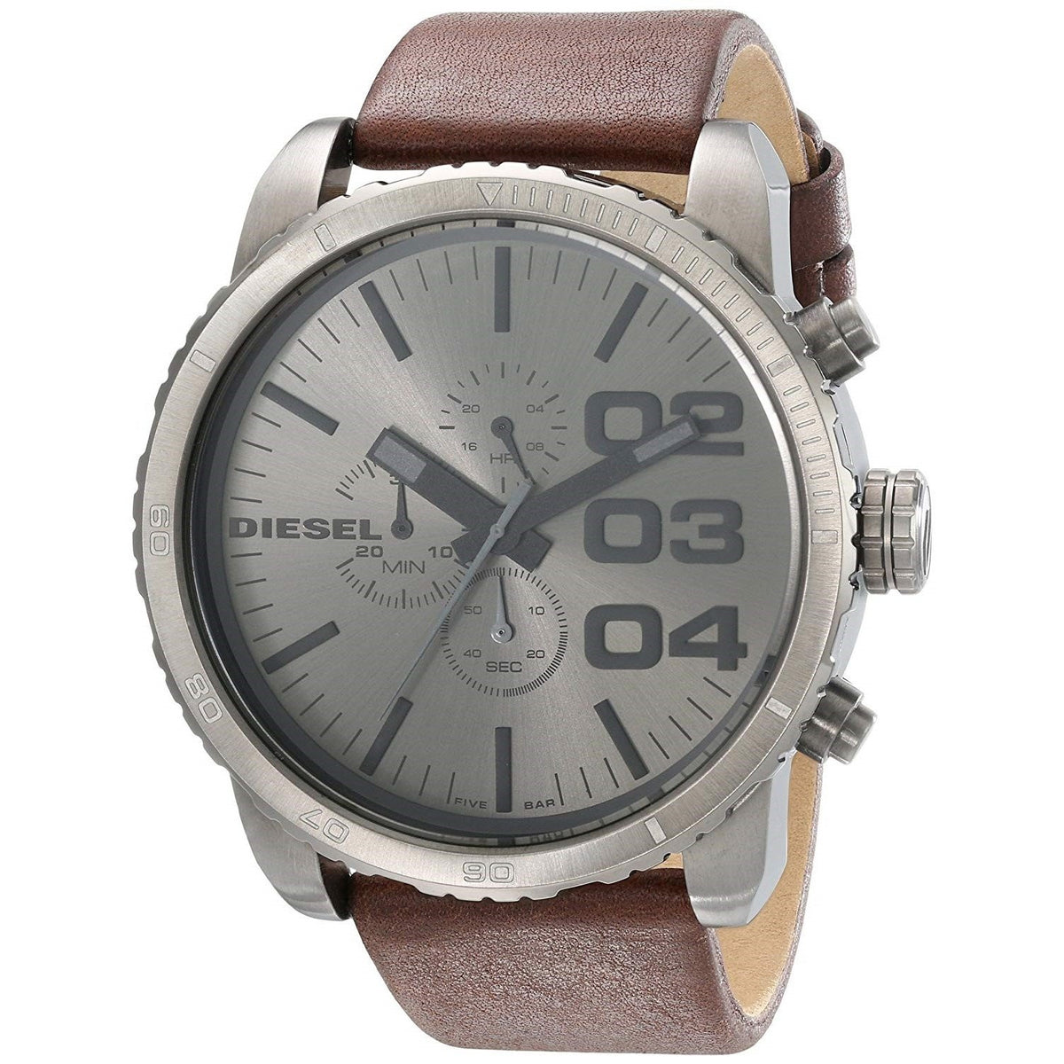 Diesel Men's DZ4210 Double Down 41 Chronograph Brown Leather Watch