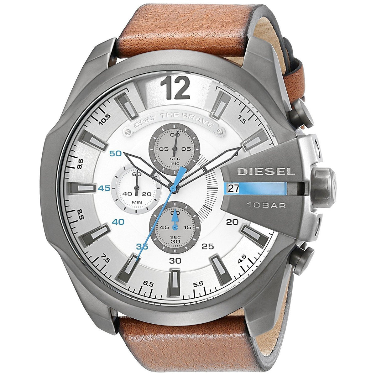 Diesel Men's DZ4280 Mega Chief Chronograph Brown Leather Watch