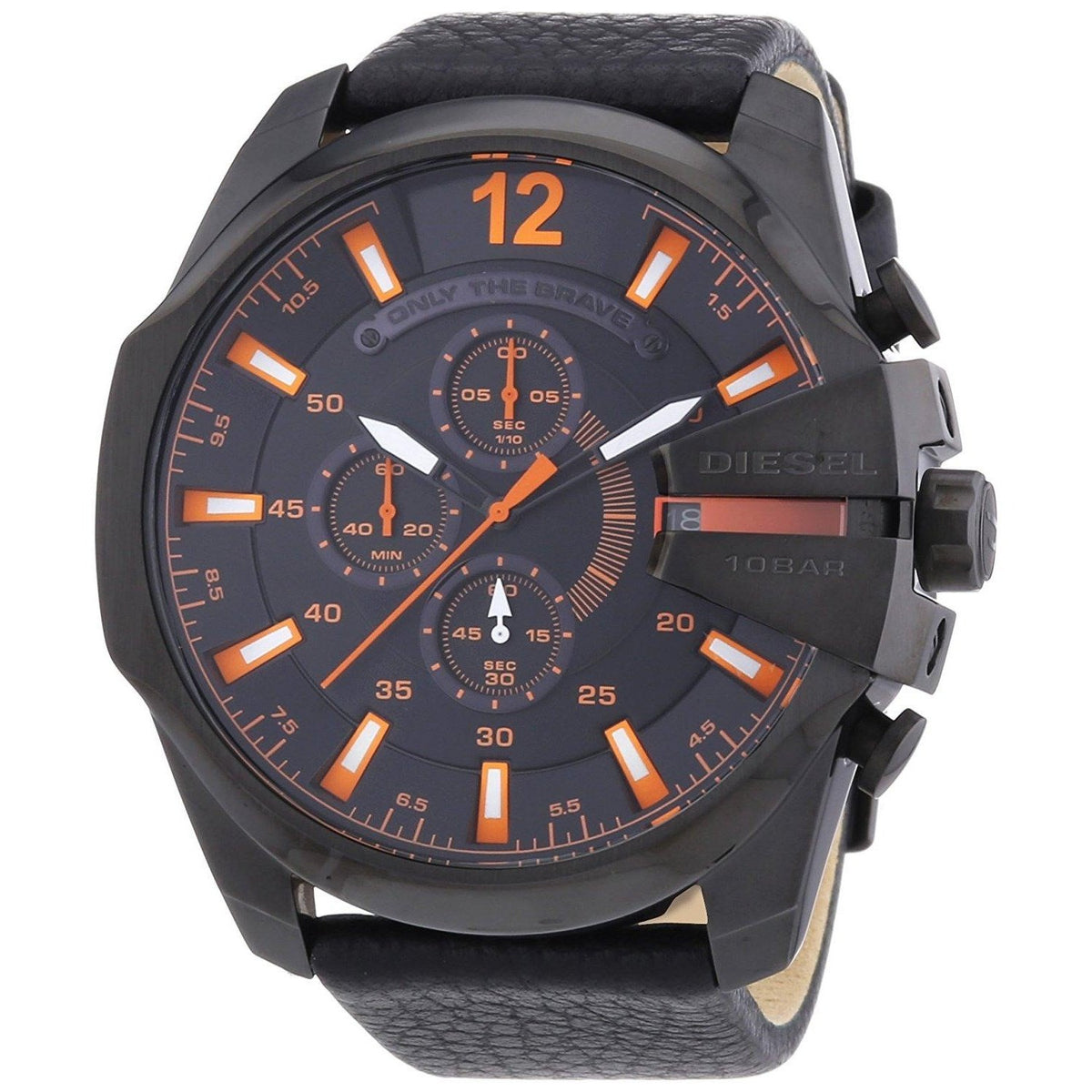 Diesel Men's DZ4291 Mega Chief Chronograph Black Leather Watch