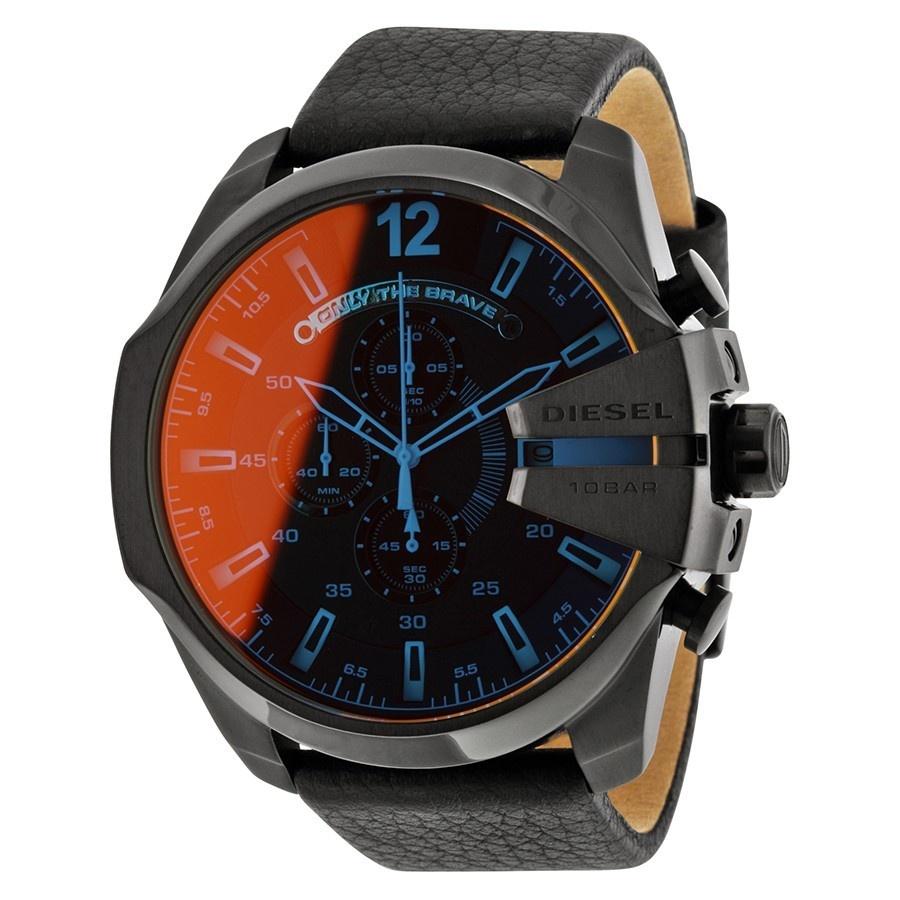 Diesel Men's DZ4323 Mega Chief Chronograph Black Leather Watch