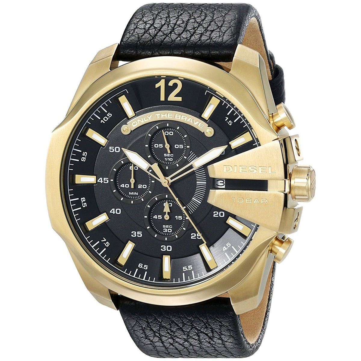 Diesel Men's DZ4344 Mega Chief Chronograph Black Leather Watch