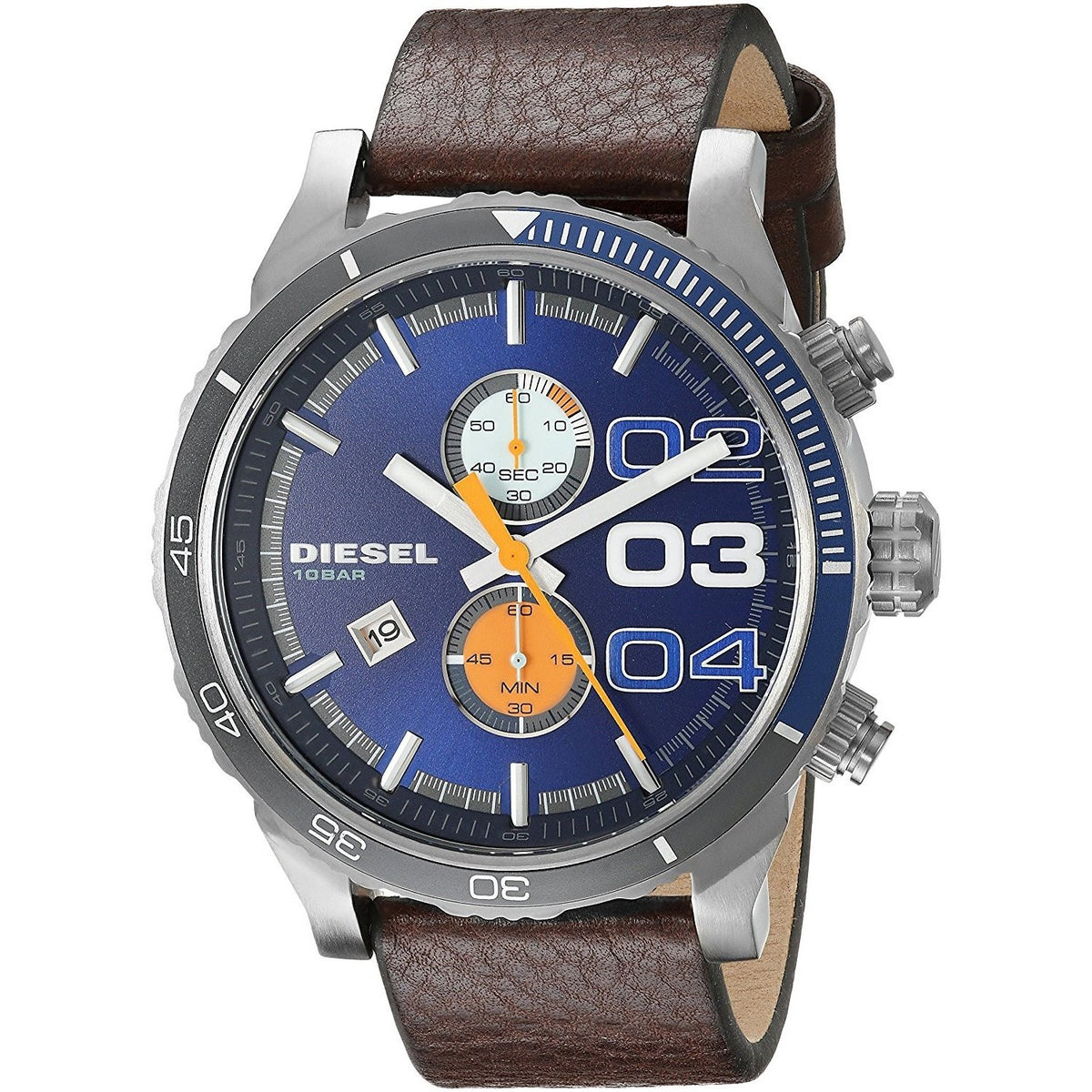 Diesel Men's DZ4350 Double Down 2.0 Chronograph Brown Leather Watch