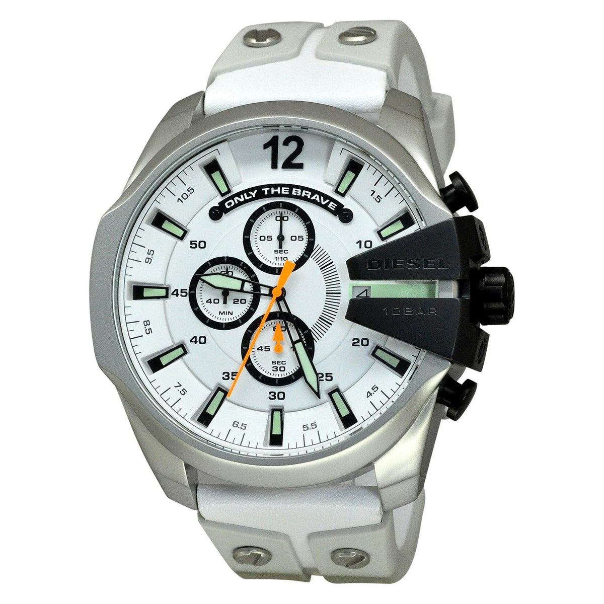 Diesel Men's DZ4454 Mega Chief Chronograph White Leather Watch