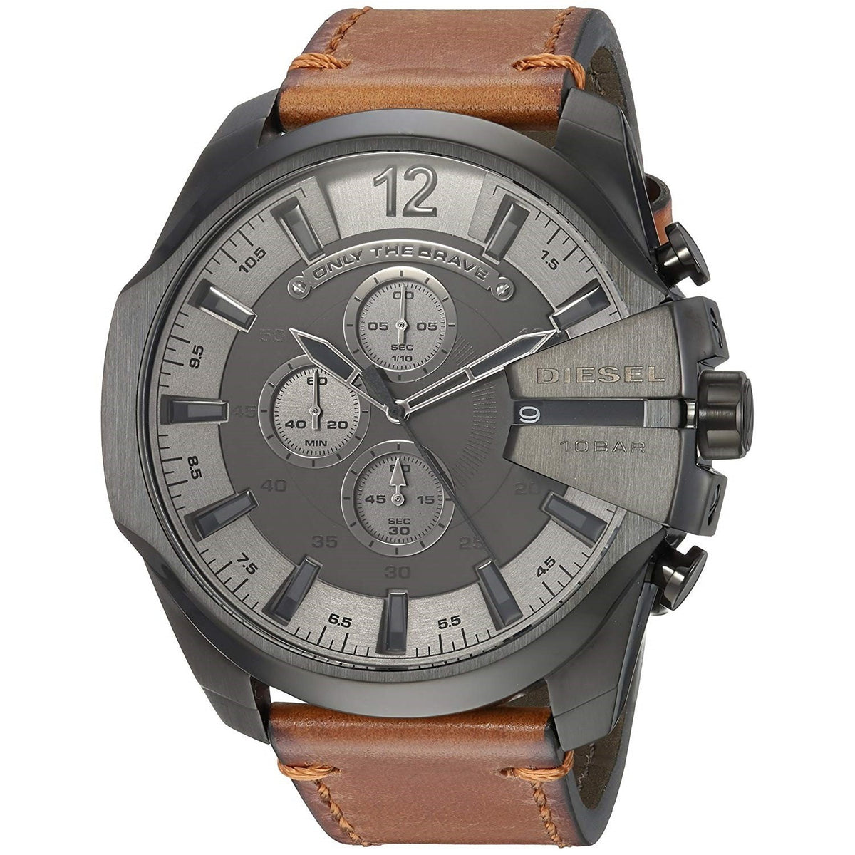 Diesel Men's DZ4463 Mega Chief Chronograph Brown Leather Watch