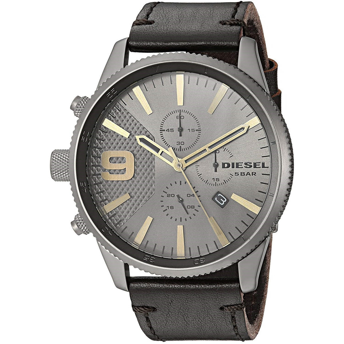 Diesel Men's DZ4467 Rasp Chronograph Black Leather Watch