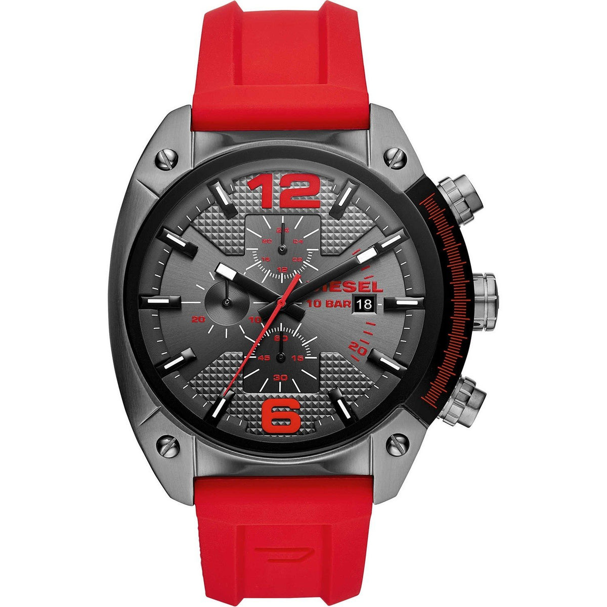 Diesel Men's DZ4481 Overflow Chronograph Red Silicone Watch