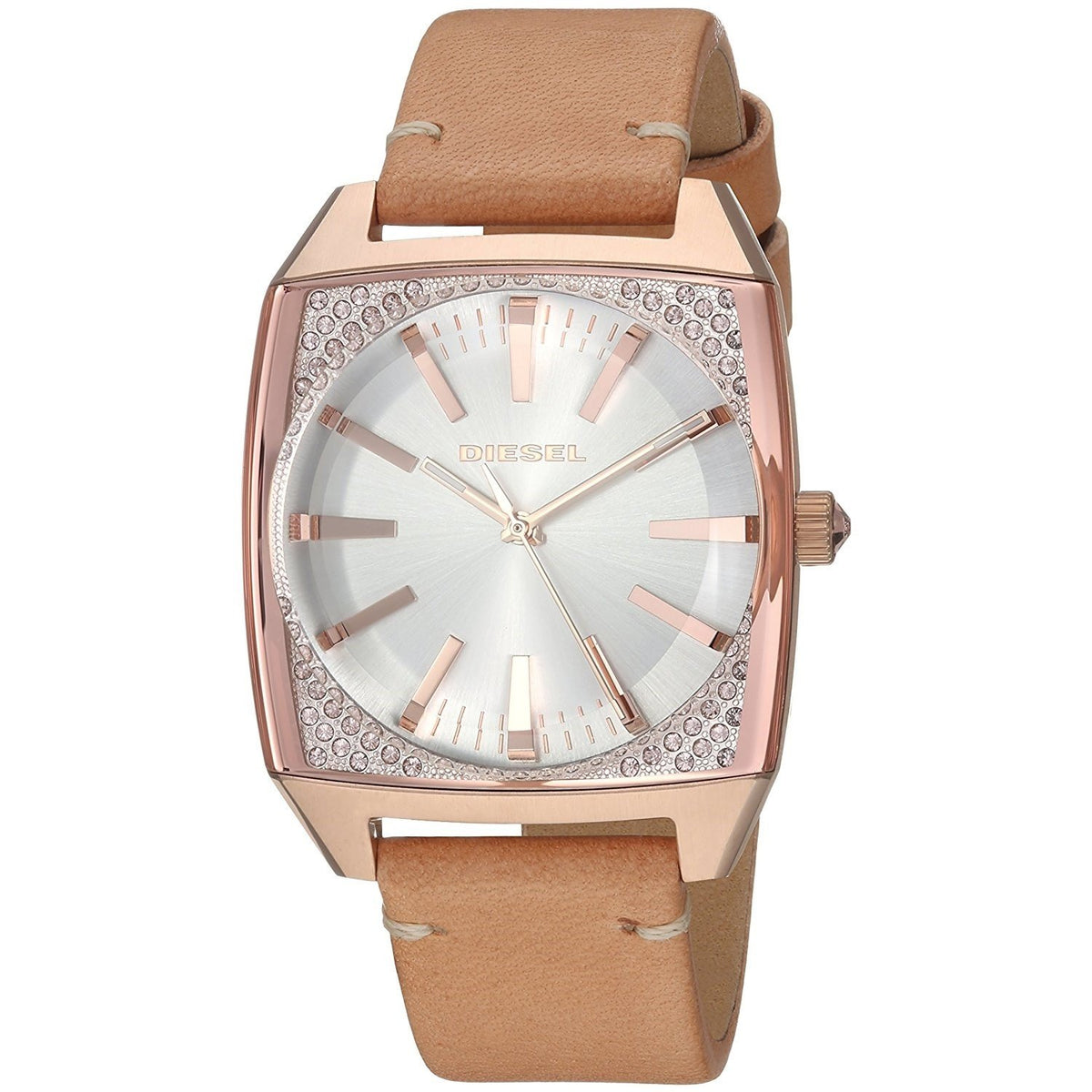 Diesel Women's DZ5556 Becky Crystal Brown Leather Watch