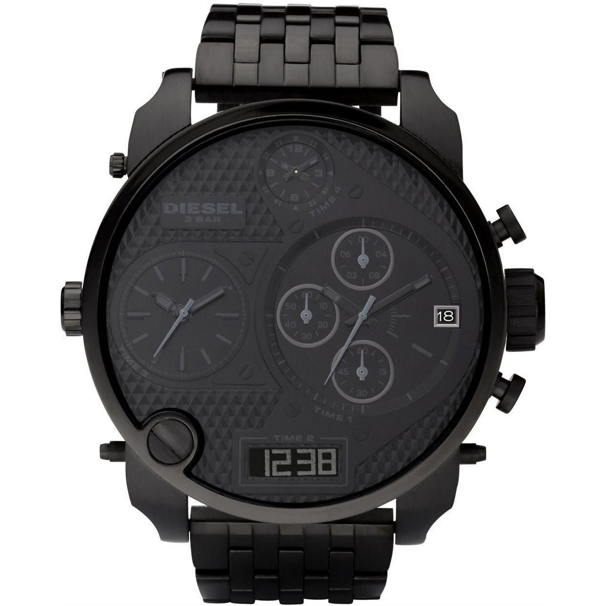 Diesel Men's DZ7214 Mr. Daddy Chronograph 4 Time Zones Digital Black Stainless Steel Watch
