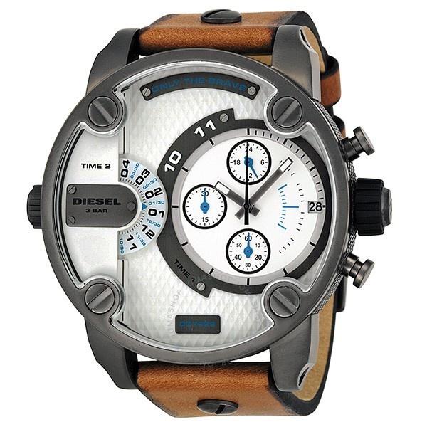 Diesel Men's DZ7269 Little Daddy Dual Time Chronograph Brown Leather Watch