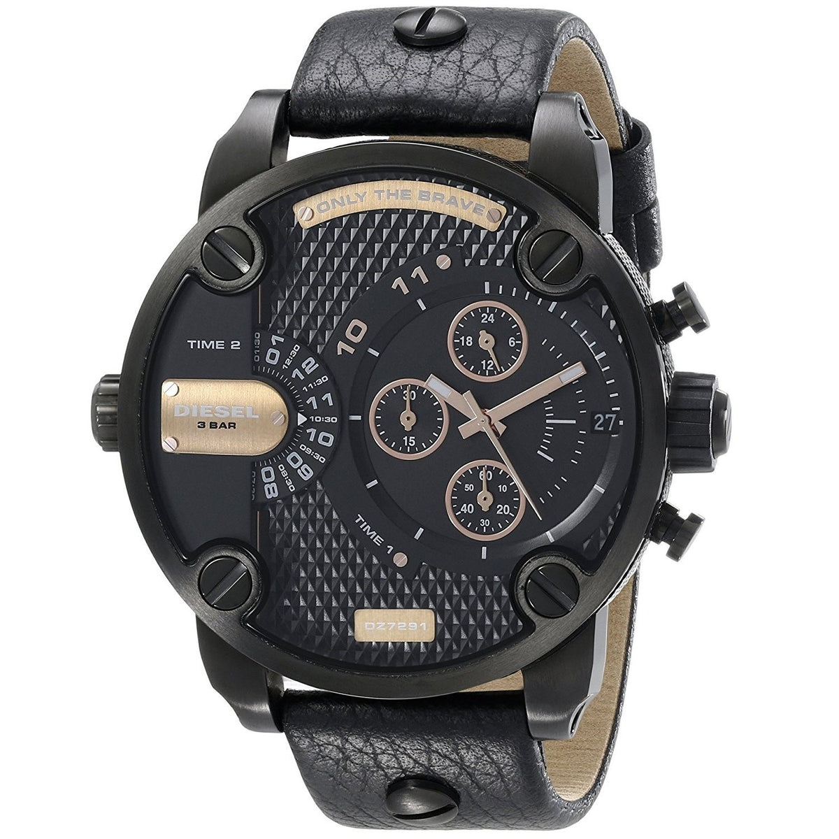 Diesel Men's DZ7291 Little Daddy Chronograph Black Leather Watch
