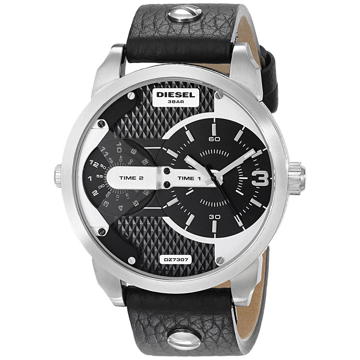 Diesel Men's DZ7307 Mini Daddy Dual Time Black Leather Watch