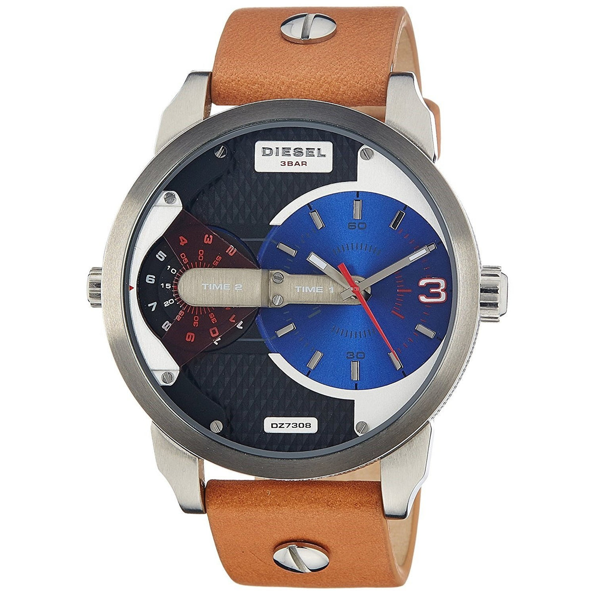 Diesel Men's DZ7308 Mini Daddy Dual Time Brown Leather Watch