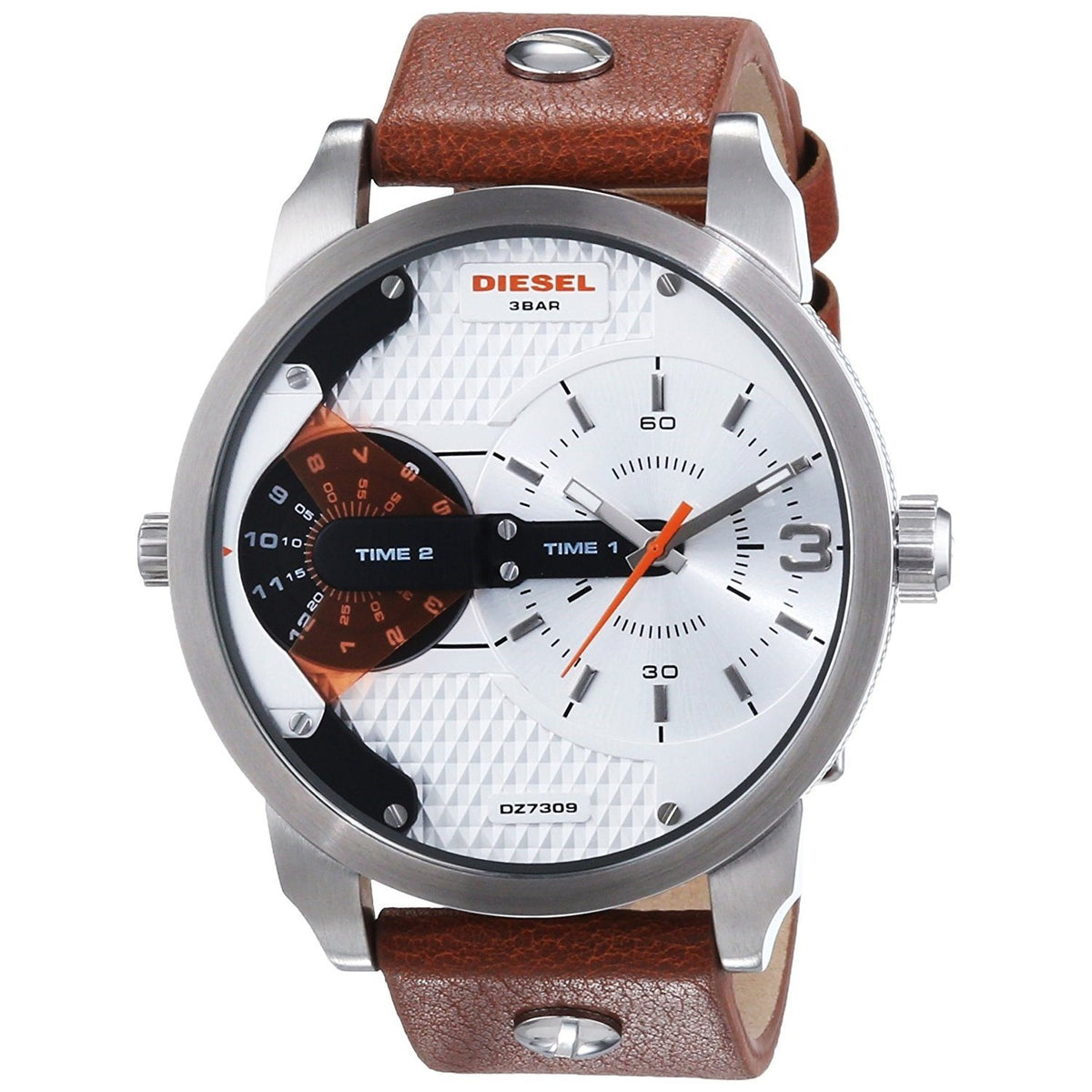 Diesel Men's DZ7309 Mini Daddy Dual Time Brown Leather Watch