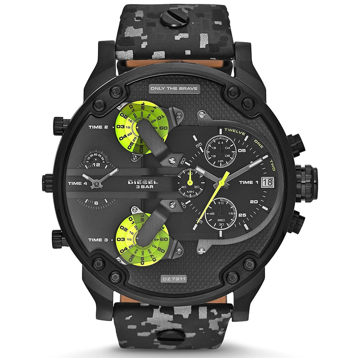 Diesel Men's DZ7311 Mr. Daddy 2.0 Chronograph 4 Time Zones Black Leather Watch