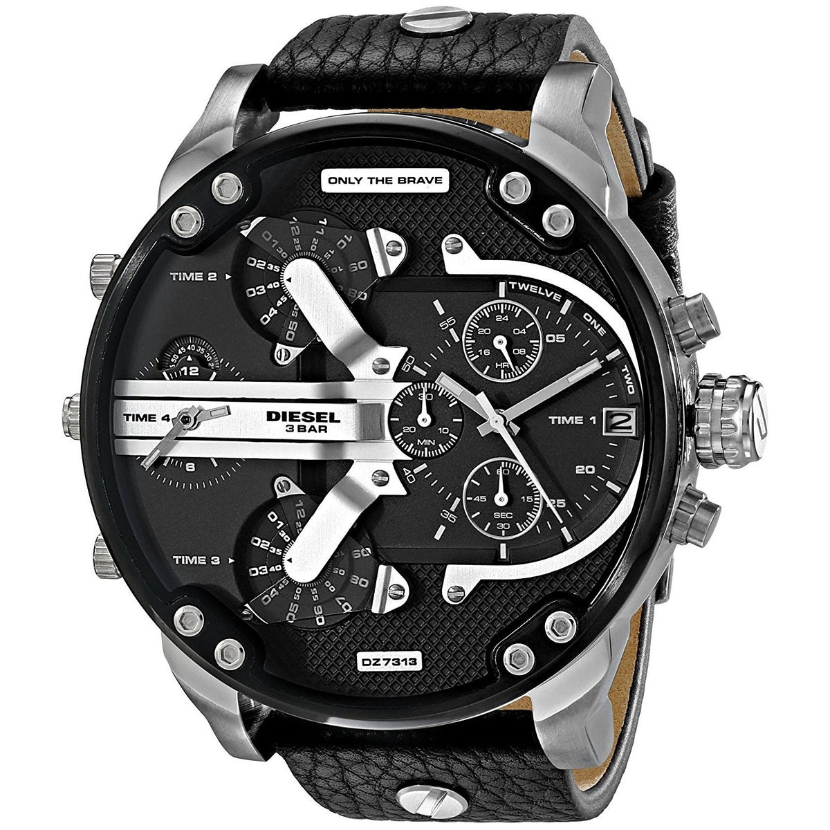Diesel Men's DZ7313 Mr. Daddy 2.0 Chronograph 4 Time Zones Black Leather Watch