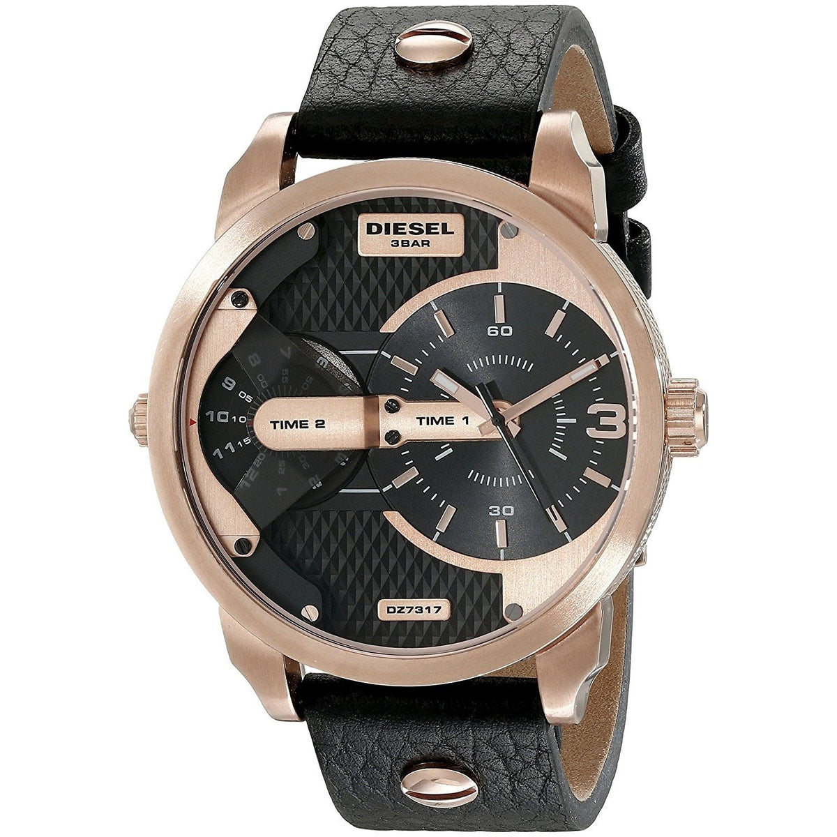 Diesel Men's DZ7317 Mini Daddy Black Leather Watch