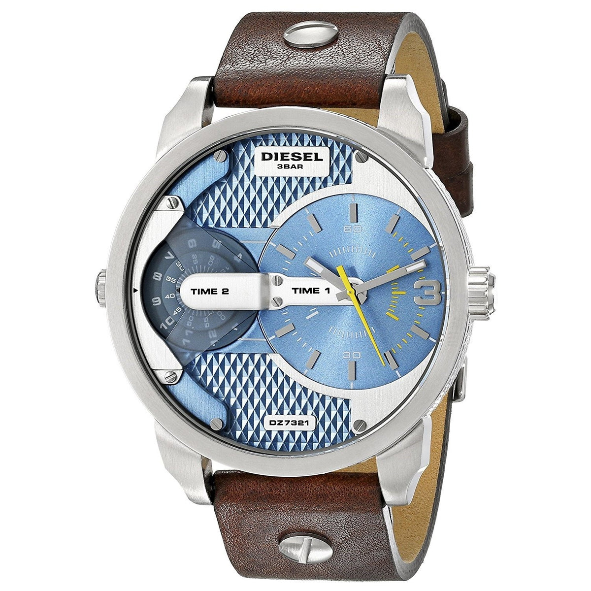 Diesel Men's DZ7321 Mini Daddy Dual Time Brown Leather Watch