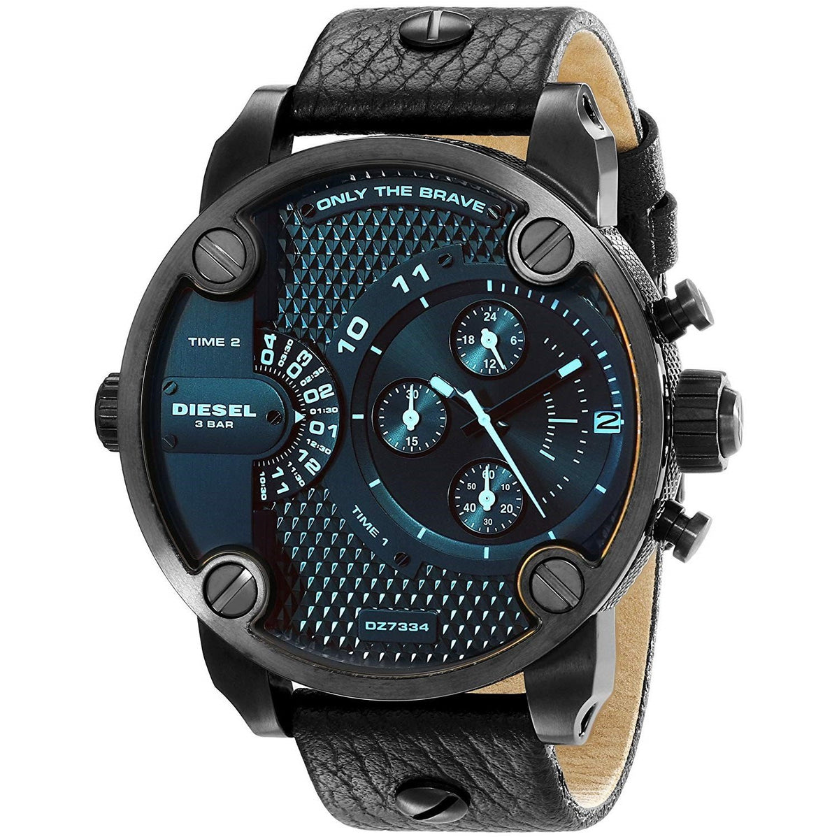 Diesel Men's DZ7334 Little Daddy Chronograph Black Leather Watch