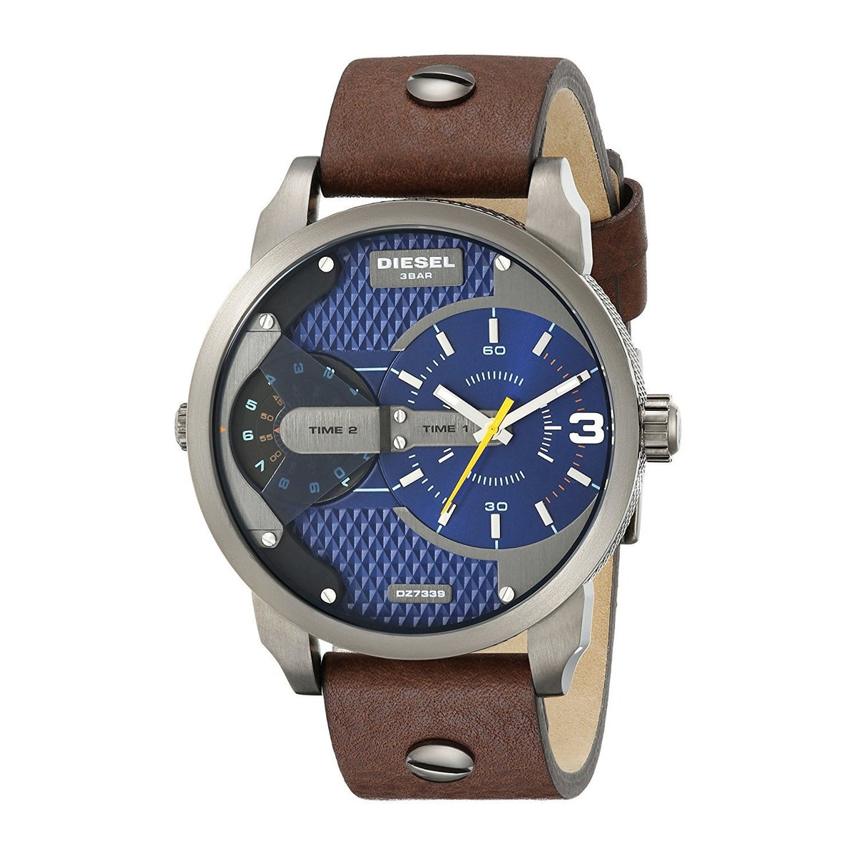 Diesel Men's DZ7339 Mini Daddy Dual Time Brown Leather Watch