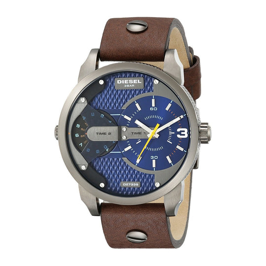 Diesel Men's DZ7339 Mini Daddy Dual Time Brown Leather Watch