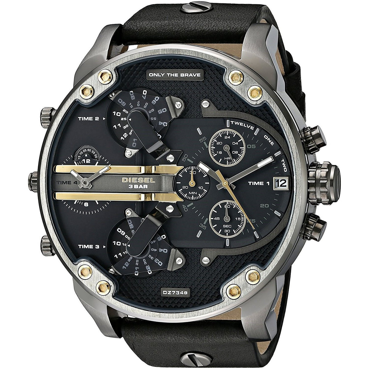 Diesel Men's DZ7348 Mr. Daddy 2.0 Chronograph 4 Time Zones Black Leather Watch