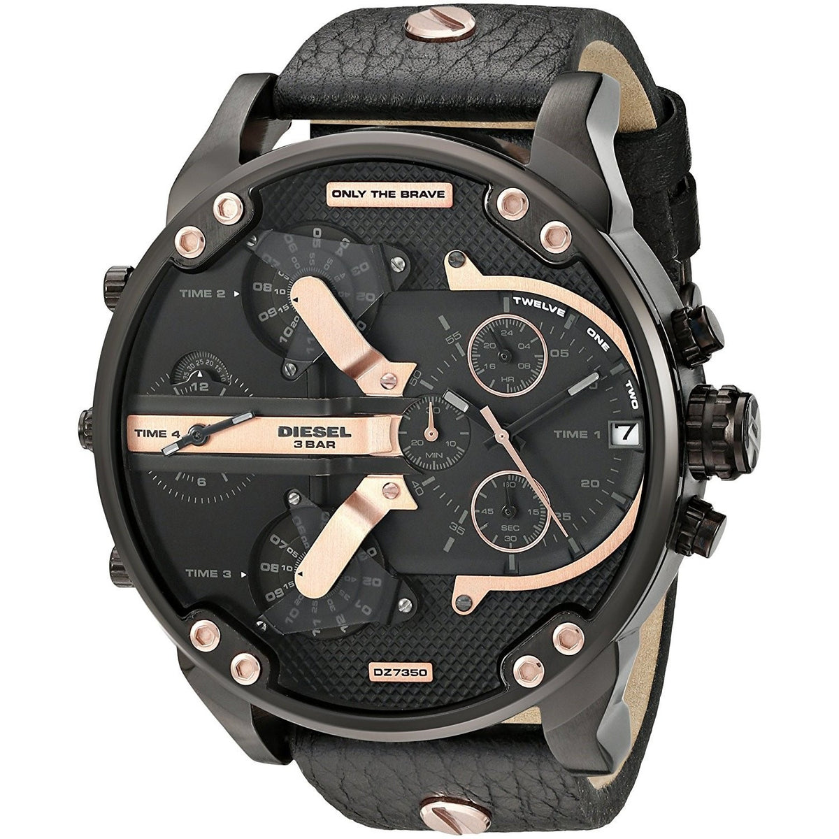 Diesel Men's DZ7350 Mr. Daddy 2.0 Chronograph 4 Time Zones Black Leather Watch
