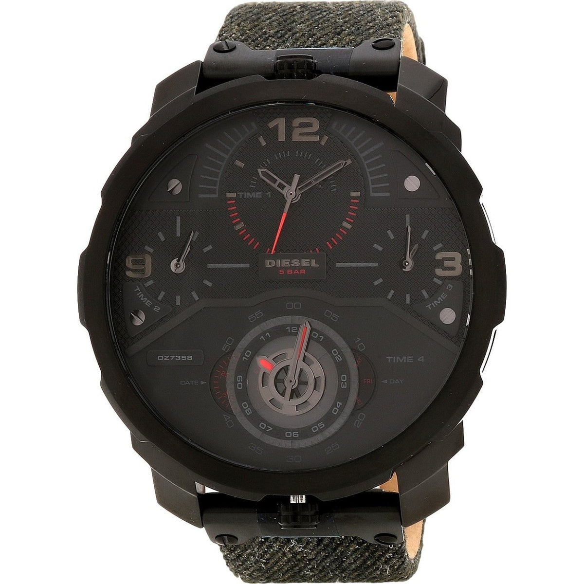 Diesel Men's DZ7358 Machinus 4 Time Zones Chronograph Green Denim Watch