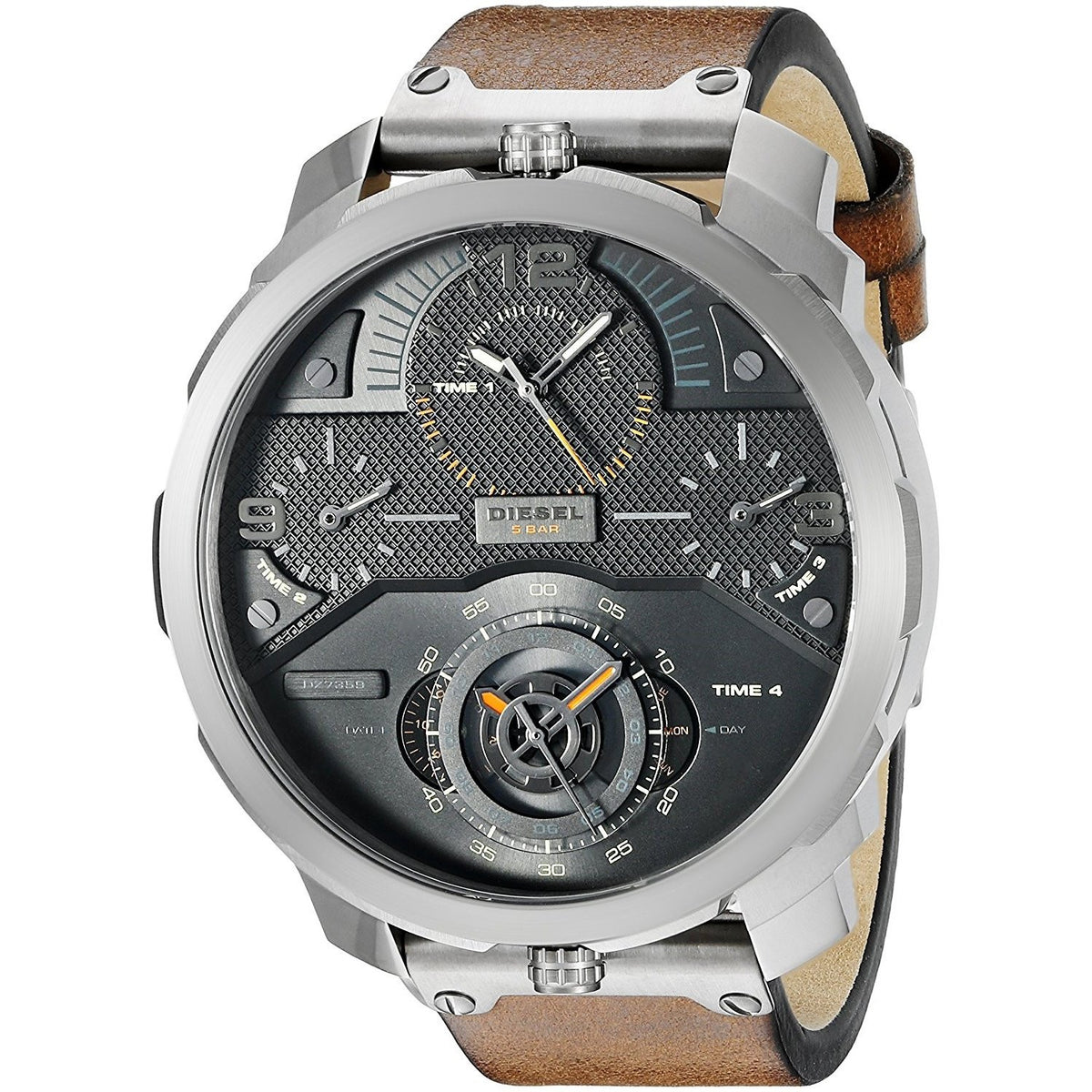 Diesel Men's DZ7359 Machinus 4 Time Zones Chronograph Brown Leather Watch