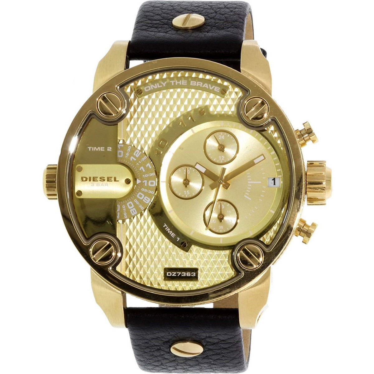 Diesel Men's DZ7363 The Daddies Chronograph Dual Time Black Leather Watch