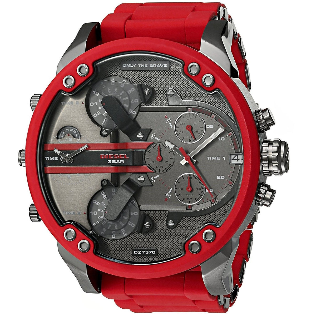Diesel Men's DZ7370 Mr. Daddy 2.0 Chronograph 4 Time Zones Red Stainless steel and Silicone Watch