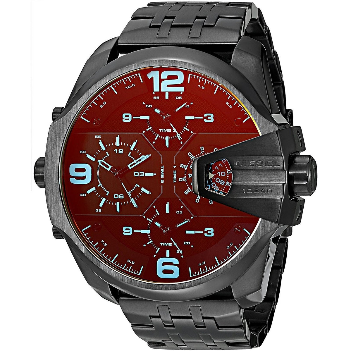 Diesel Men's DZ7373 Uber Chief 4 Time Zones Iridescent Tracking Stainless Steel Watch