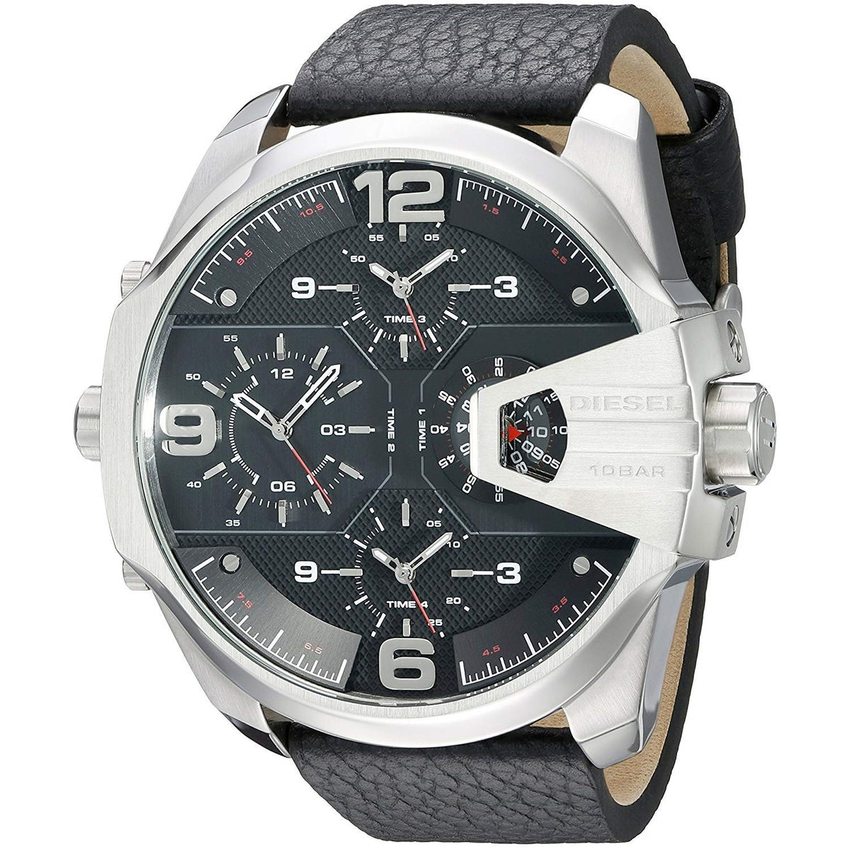 Diesel Men's DZ7376 Uber Chief 4 Time Zones Black Leather Watch
