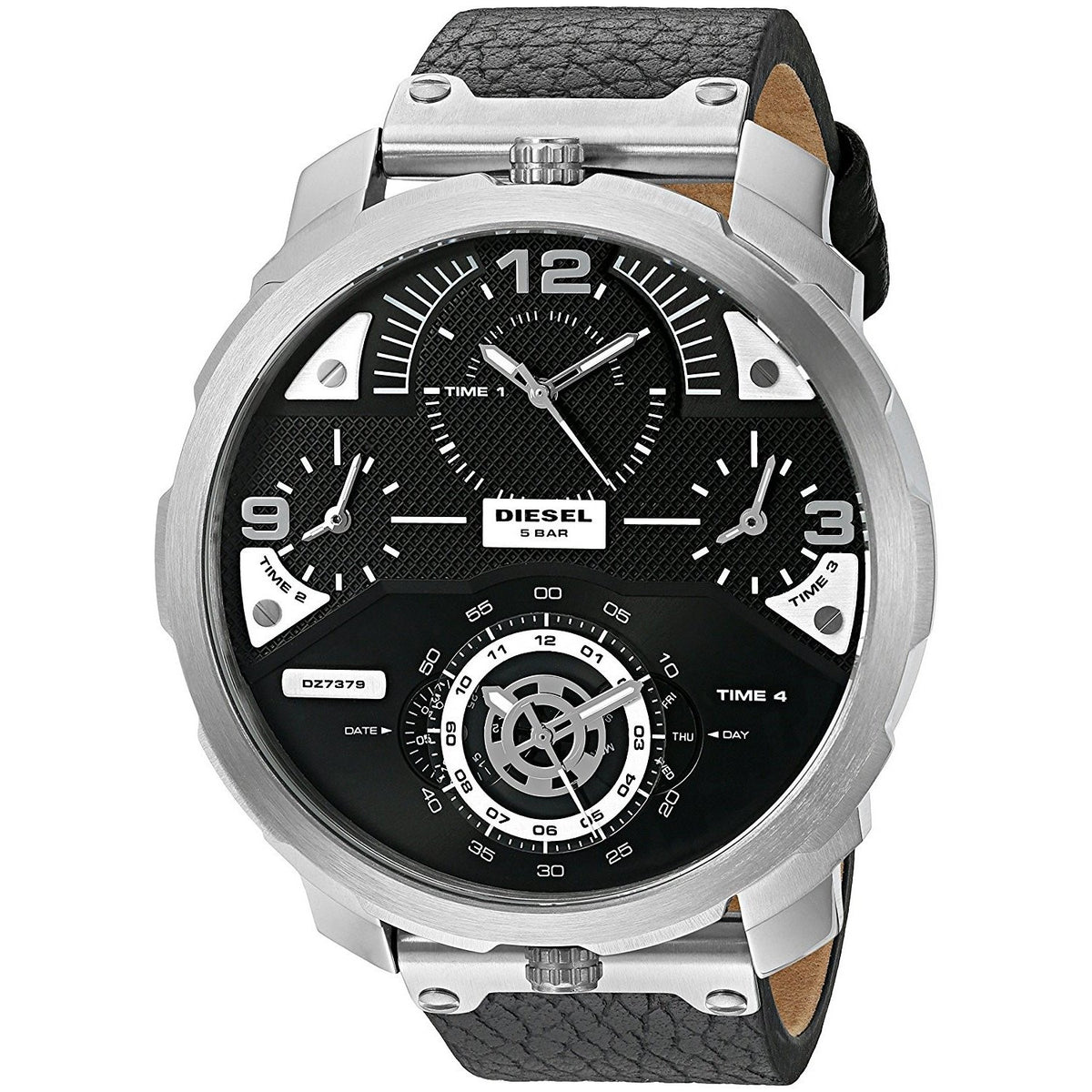 Diesel Men's DZ7379 Machinus Chronograph 4 Time Zone Black Leather Watch