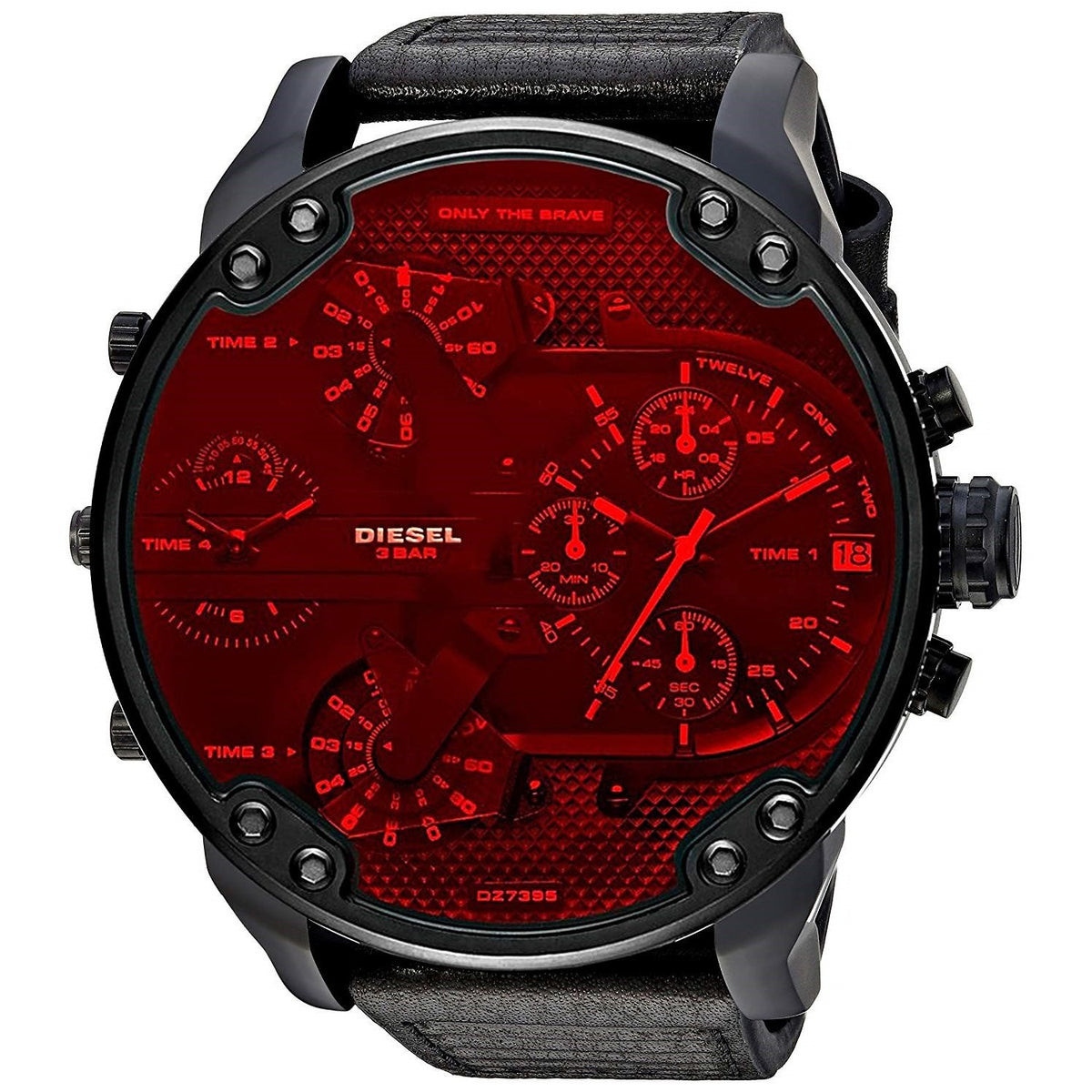 Diesel Men's DZ7402 Mr. Daddy 2.0 Chronograph 4 Time Zones Black Leather Watch