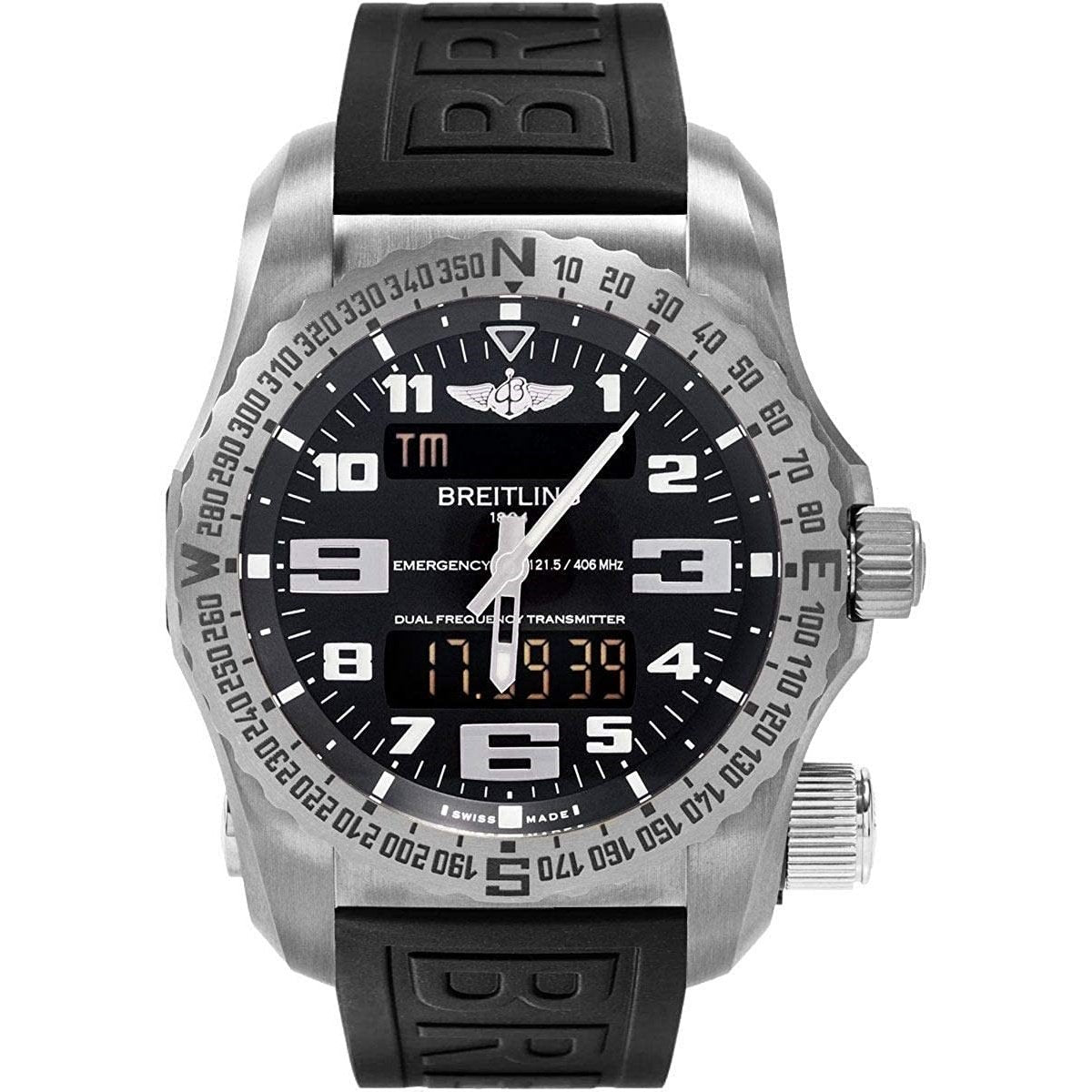 Breitling Men&#39;s E7632522-BC02-156S Emergency Black Rubber Watch