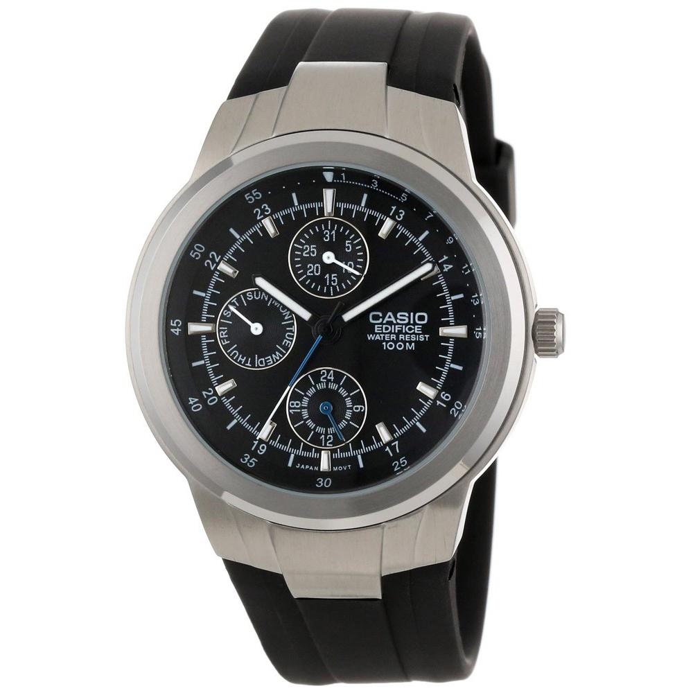 Casio Men&#39;s EF-305-1AV Classic Chronograph Black Rubber Watch