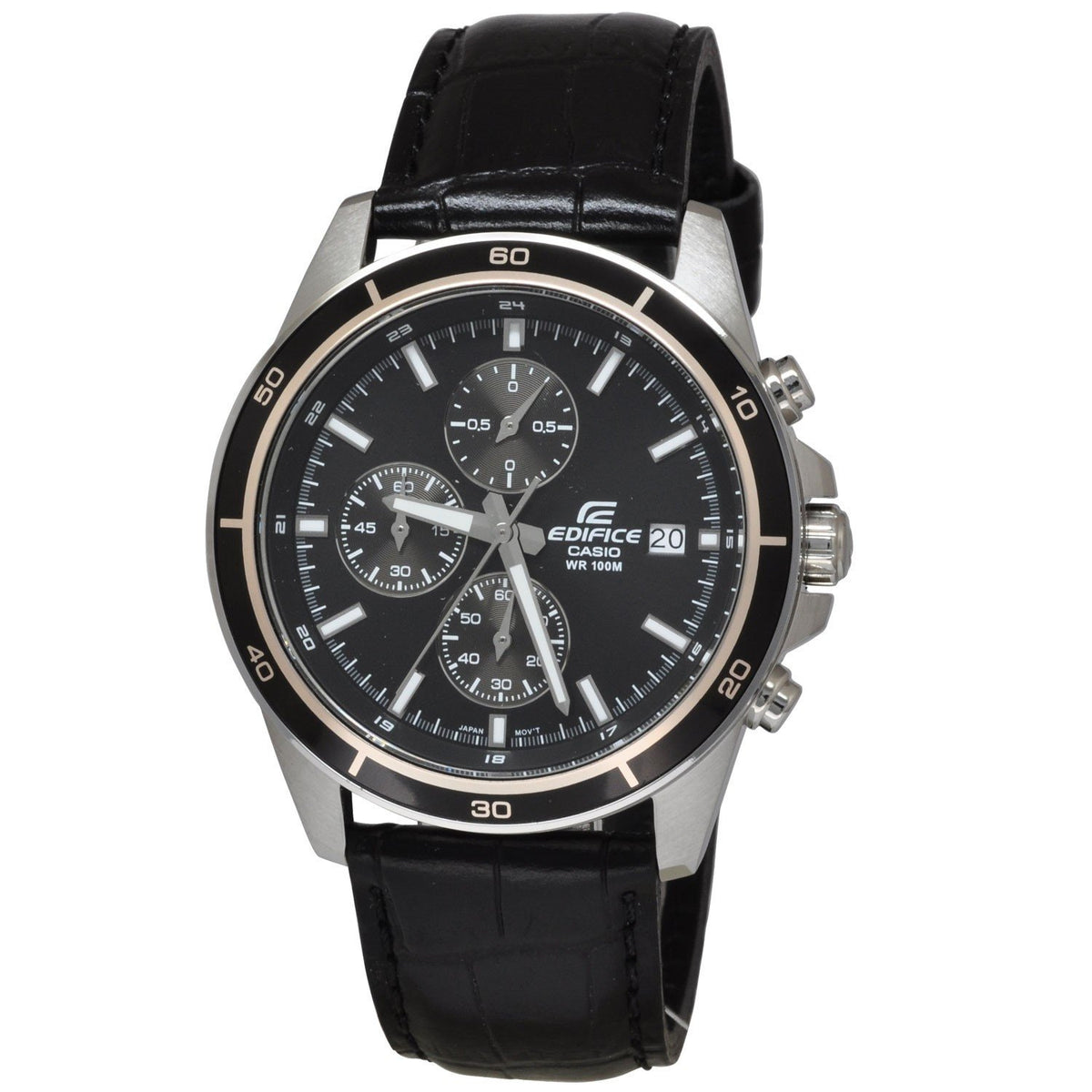 Casio Men's EFR526L-1A Edifice Chronograph Black Leather Watch