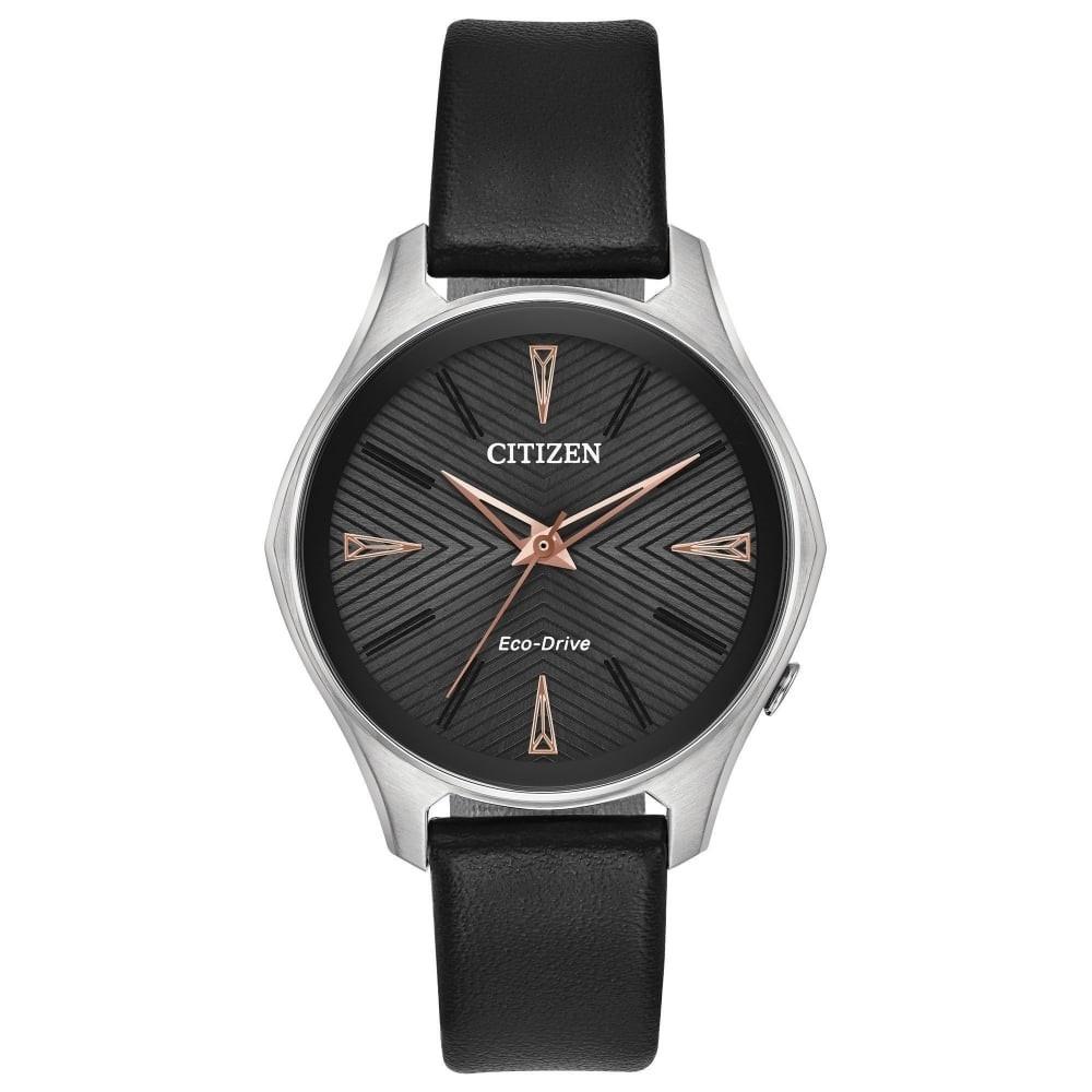 Citizen Women's EM0591-01E Modena Black Leather Watch