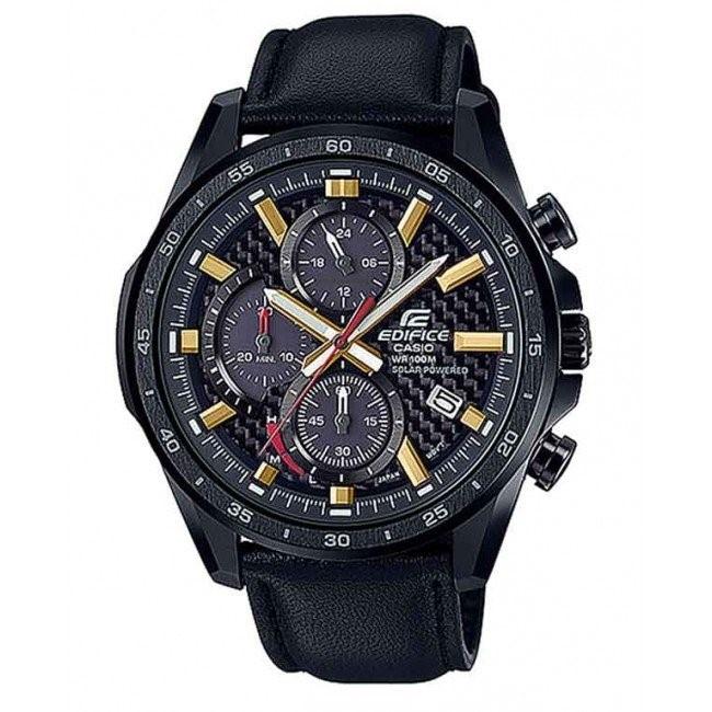 Casio Men's EQS900CL-1AV Edifice Chronograph Black Leather Watch