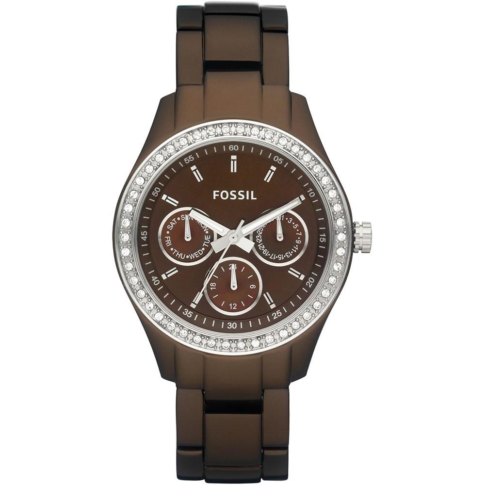 Fossil Women's ES2949 Stella Multi-Function Crystal Brown Stainless Steel Watch