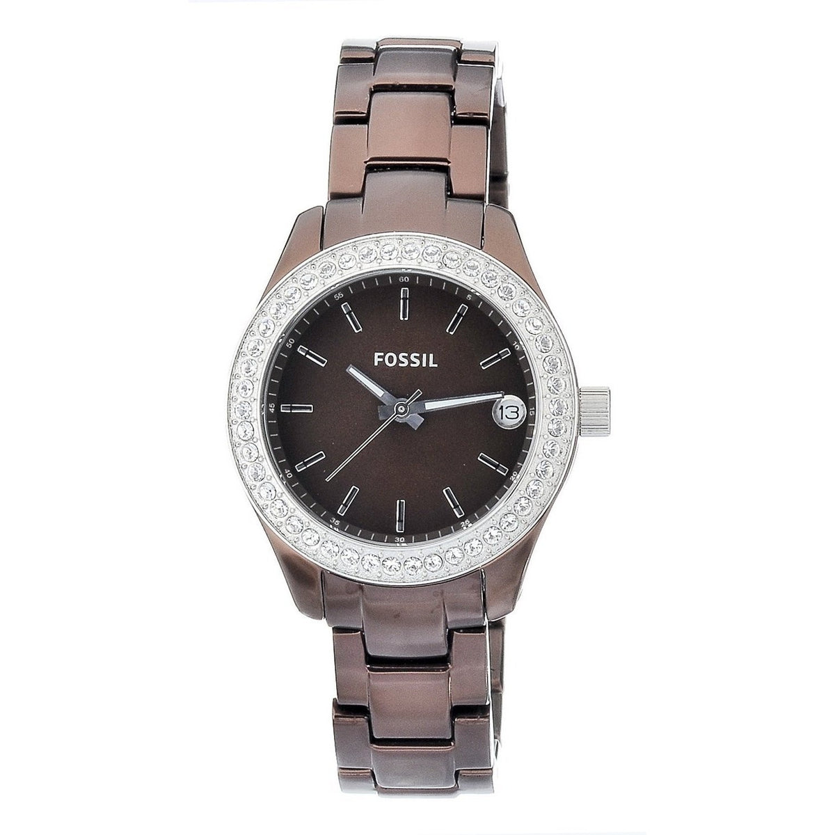 Fossil Women's ES2963 Stella Mini Crystal Brown Stainless Steel Watch